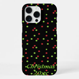 Red & Green Poka-dots on Black Phone Case