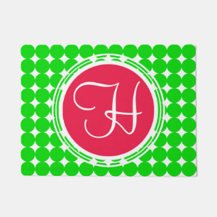 Red & Green Polka Dot Monogram Doormat