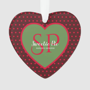 Red & Green Polka Dot Personalized Memorial Heart Ornament