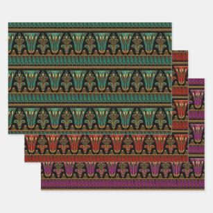 Red, Green, Purple and Gold Art Deco Wrapping Paper Sheet
