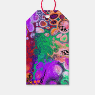 Red, Green, Purple Colourful Digital Fluid Art    Gift Tags