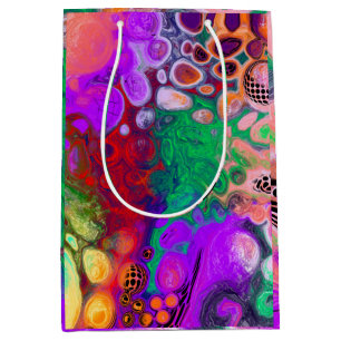 Red, Green, Purple Colourful Digital Fluid Art   Medium Gift Bag