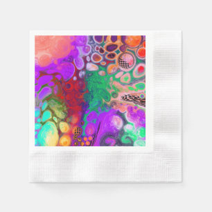 Red, Green, Purple Colourful Digital Fluid Art Napkin