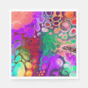 Red, Green, Purple Colourful Digital Fluid Art   Napkin