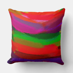Red Green Purple Orange Abstract Painting Throw Pillow