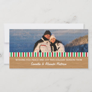 Red/Green Rustic Stripes Photo Card