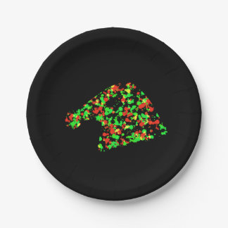 Red Green Santa Hat Splattered Paint Paper Plate
