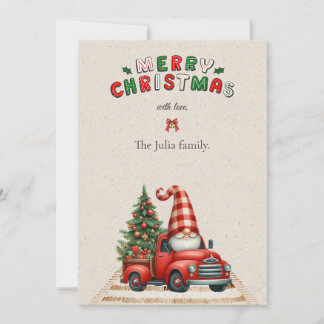 🎄Red & Green Santa Vintage Car Christmas Holiday Card