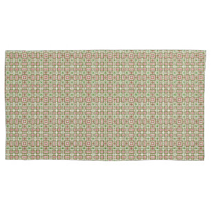 Red Green Scandi Inspired Print Pillow Case 