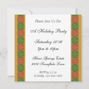 Red Green Simple Holiday Square Invitation