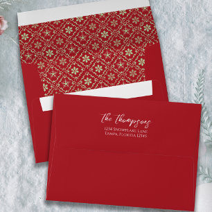 Red Green Snowflake Christmas Custom Envelope