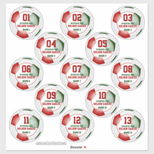 red green soccer team colours set of 13 custom