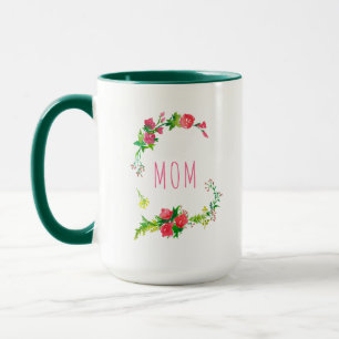 Red & Green Spring Floral Wreath Mug