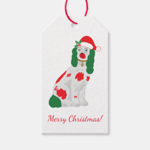 Red & Green Staffordshire Dog, Christmas Gift Tags