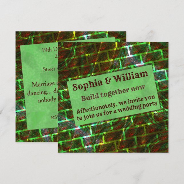 Red green stained, scratches, grid or wall effect invitation (Front/Back)