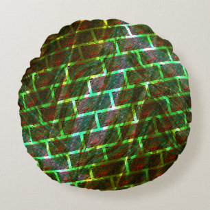 Red green staines, scratches, grid or wall effect? round pillow