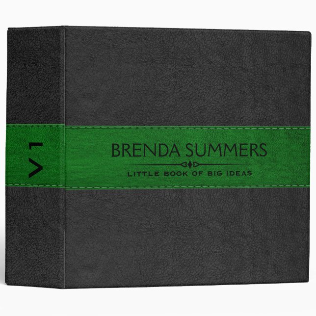 Red & Green Stitched Vintage Leather Binder (Front/Spine)