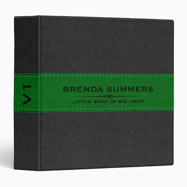 Red & Green Stitched Vintage Leather Texture Binder (Front/Spine)