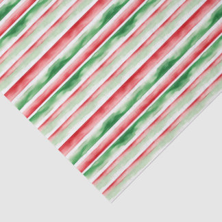 Red & Green Stripe Holiday Pattern Tissue Paper
