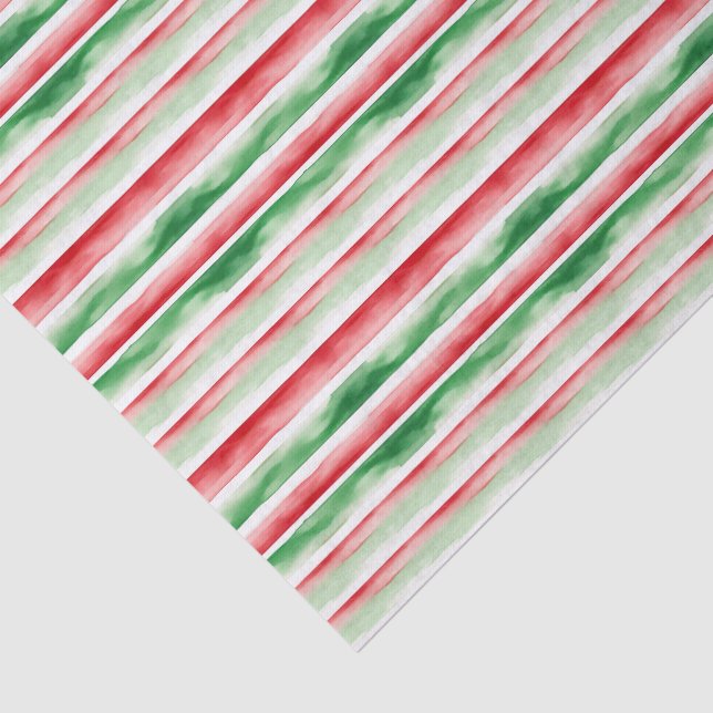 Red & Green Stripe Holiday Pattern Tissue Paper (Detail)
