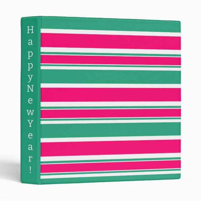 Red -green striped horizontal pattern binder (Front/Spine)