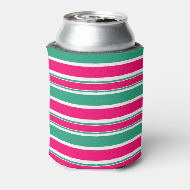 Red -green striped horizontal pattern can cooler (Can Back)
