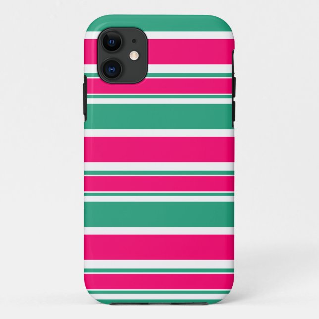 Red -green striped horizontal pattern Case-Mate iPhone case (Back)
