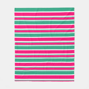 Red -green striped horizontal pattern fleece blanket