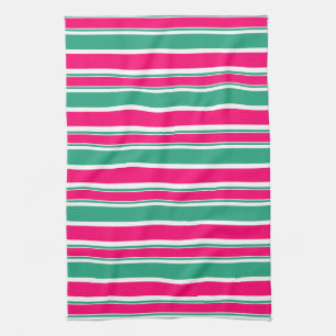 Red -green striped horizontal pattern kitchen towel