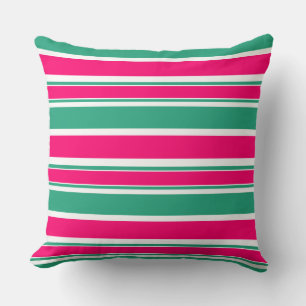 Red -green striped horizontal pattern throw pillow