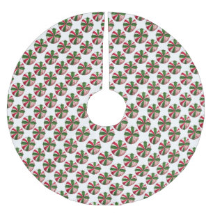 Red & Green Striped Soft Peppermint Festive Candy Brushed Polyester Tree Skirt