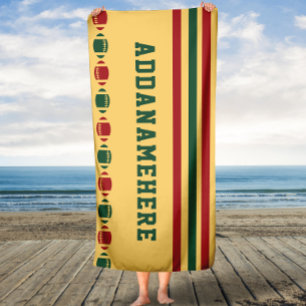 Red Green Stripes Football Personalized Bath Towel