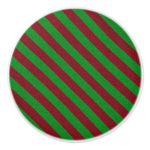 Red & Green Stripes Glitter Ceramic Knob