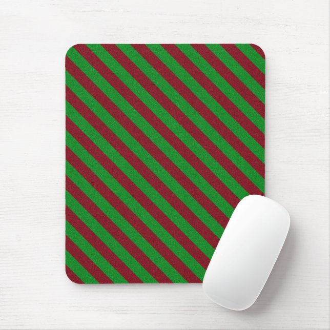 Red & Green Stripes Glitter Mouse Pad (With Mouse)