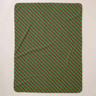 Red & Green Stripes Glitter Sherpa Blanket
