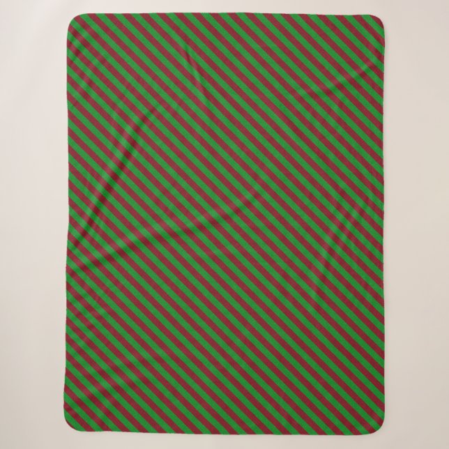 Red & Green Stripes Glitter Sherpa Blanket (Front)