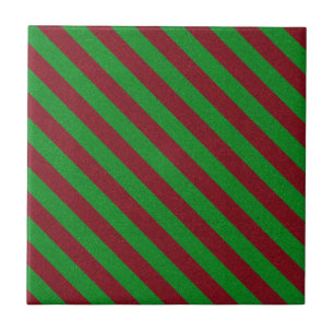 Red & Green Stripes Glitter Tile