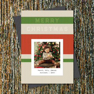 Red & Green Stripes & Instant Photo Christmas Holiday Card