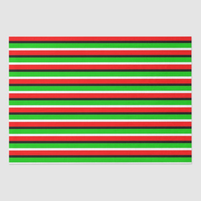 Red Green Stripes Pattern Design Tissue Paper (Front)