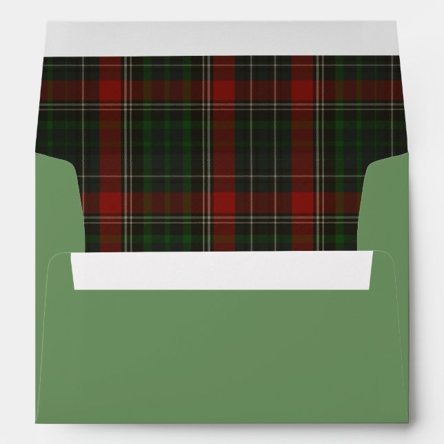 Red & Green Stuart Tartan Plaid Custom Envelopes (Back (Bottom))