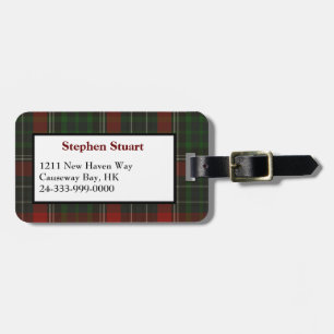 Red & Green Stuart Tartan Plaid Luggage Tag