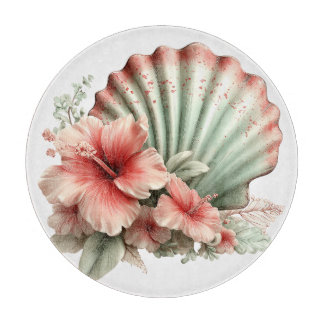 RED & GREEN SUMMER HIBISCUS FLOWERS CUTTING BOARD