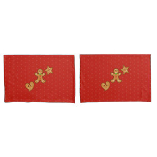 Red-Green sweet XmaS Gingerbread Pals-Candy Cane Pillowcase