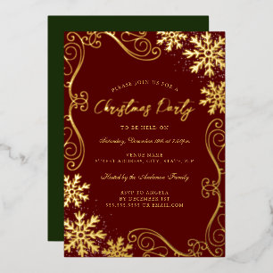 Red Green Swirl Snowflake Gold Christmas Party