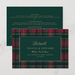 Red & Green Tartan Plaid Elegant Gold RSVP Card