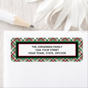 Red & Green Tartan Plaid Holiday Adresse de retour