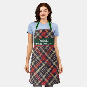 Red Green Tartan Plaid Personalized Christmas  Apron