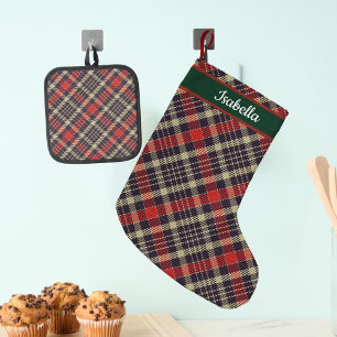 Red & Green Tartan Plaid Personalized Small Christmas Stocking
