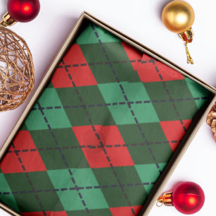 Red green tartan tissue paper