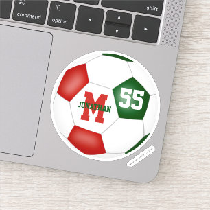 Red green team colours boys girls soccer